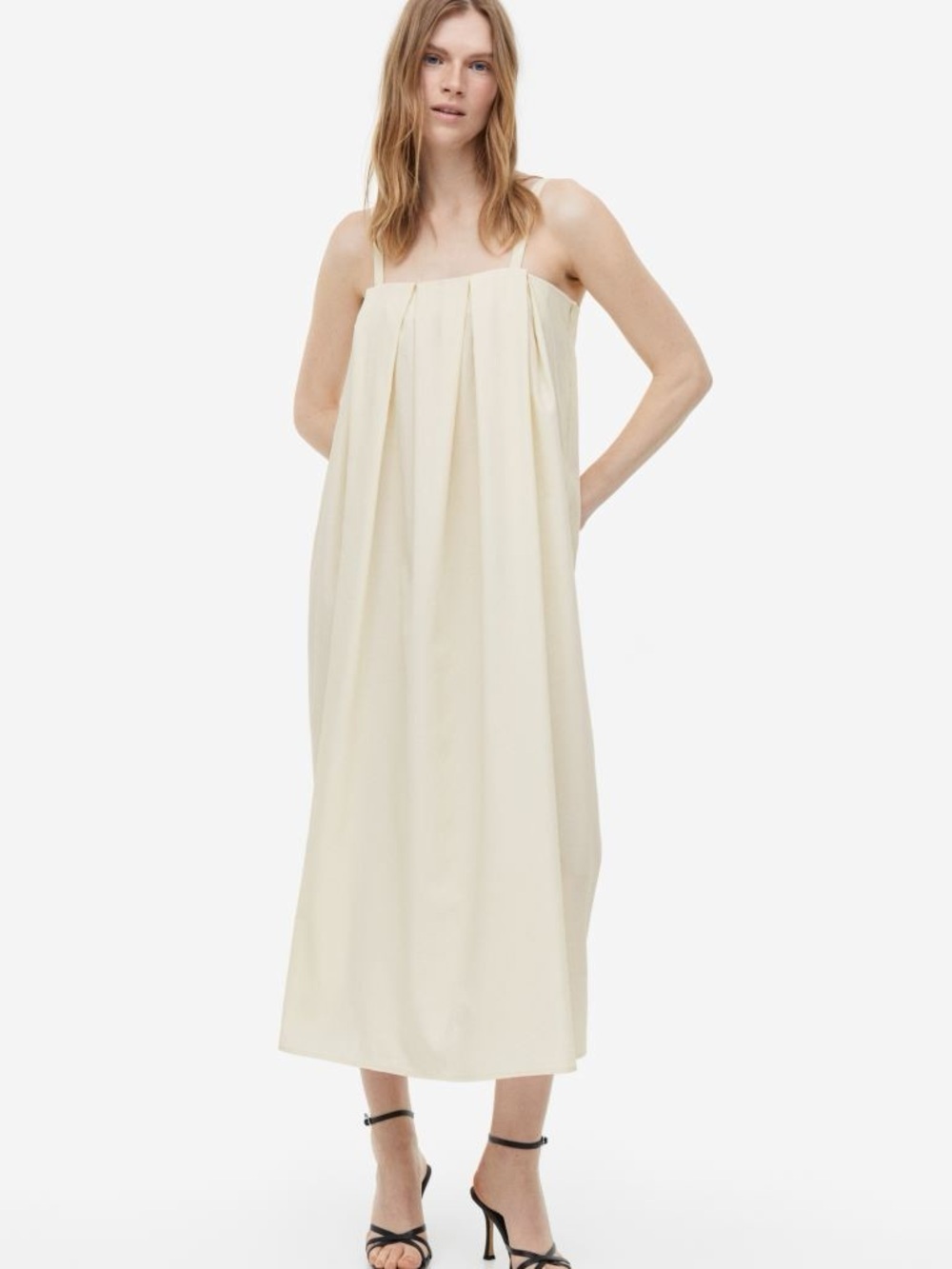 H&M Minimal Cream Pleated Maxi Dress Size S NWT